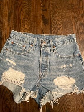 Levi's Light Blue Distressed Denim Cutoff Shorts